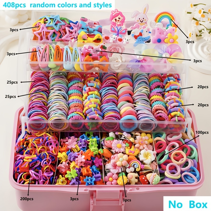 TEMU Ensemble aléatoire de 408 pièces [Couleurs aléatoires] pour femmes, comprenant un ensemble d'accessoires pour cheveux et tenue mignonne à la