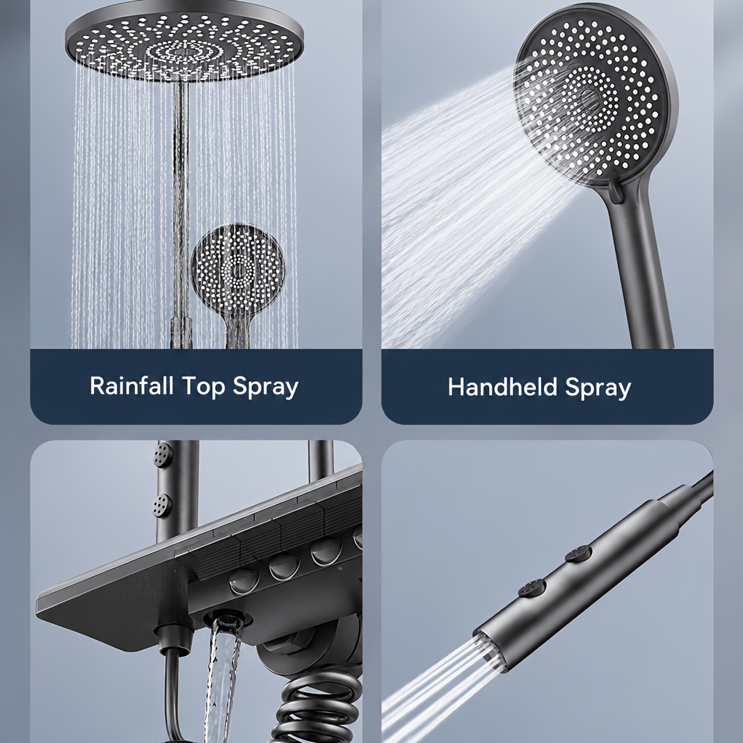 Modern High Pressure Rainfall Shower Set with Top Spray & Handheld
