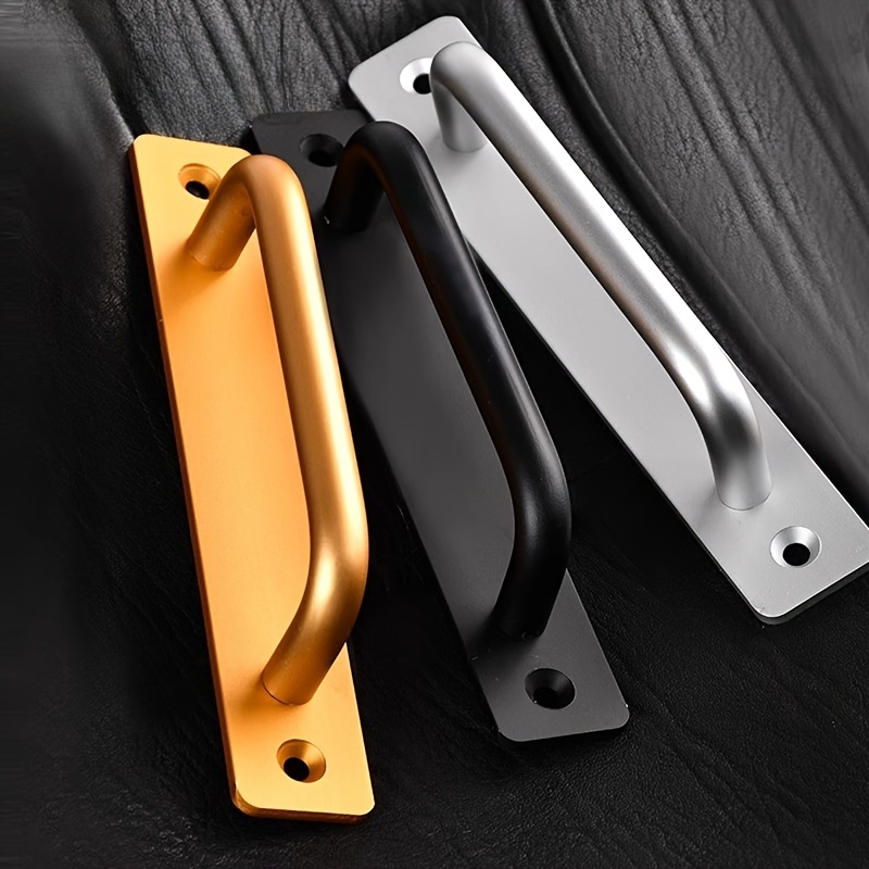 

2pcs Aluminum Alloy Barn Door Handles, 5" Center Hole Cabinet Pulls With Plate, Sliding Door Hardware For Closet Doors