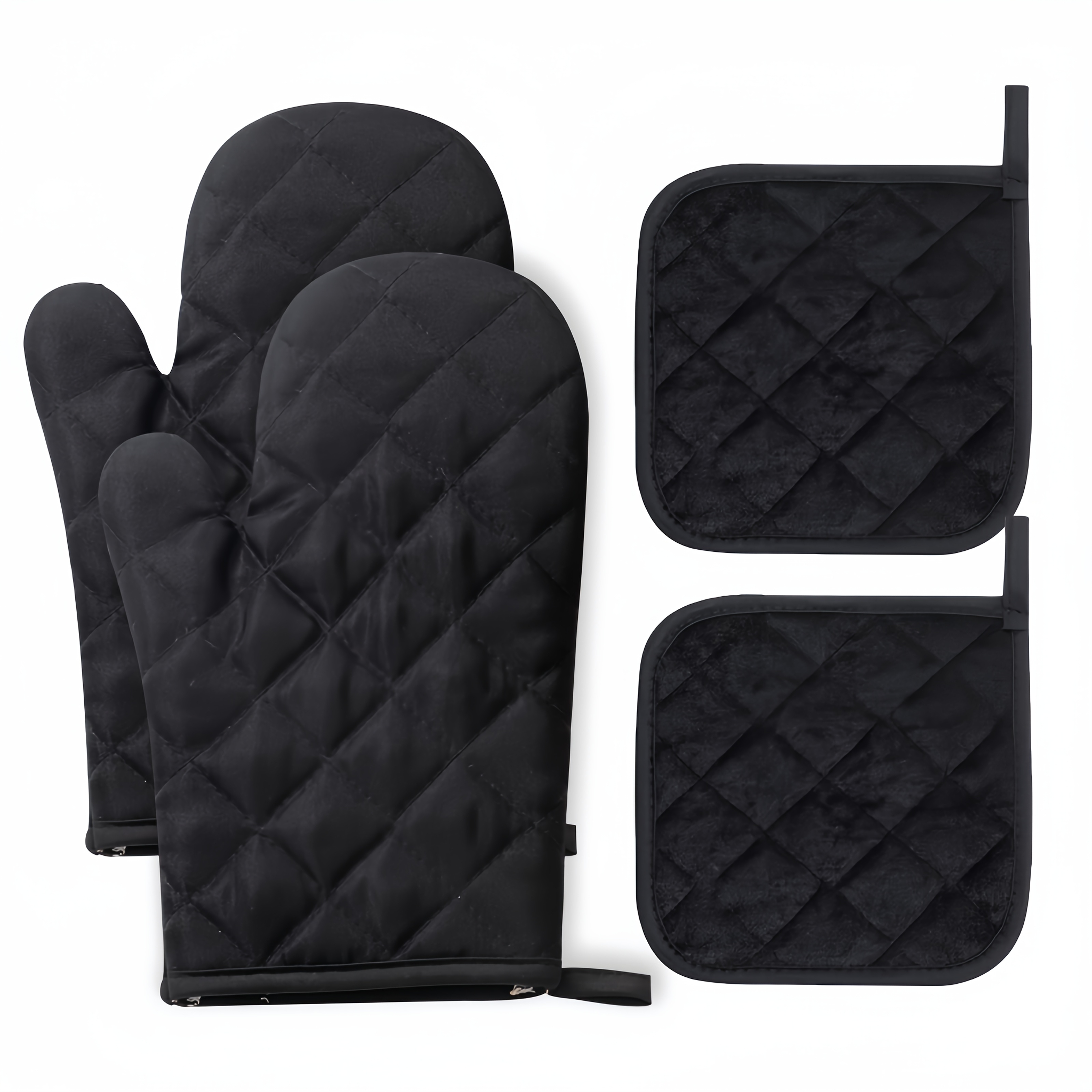 TEMU Oven Mitts And Pot Holders Set - Kitchen Microwave Insulated Gloves, Non-slip High Temperature Resistant Barbecue Baking Oven Gloves, Four-piece