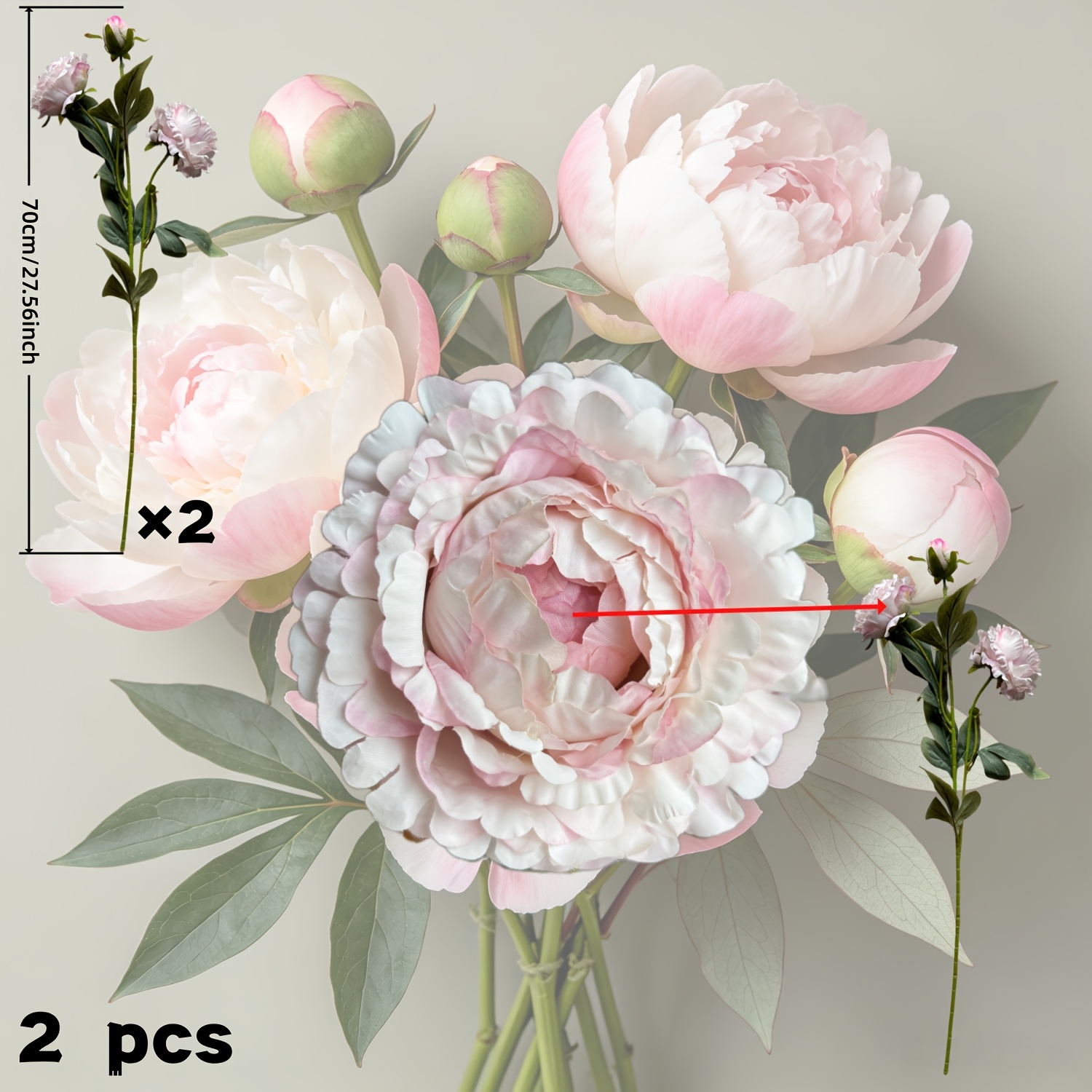 TEMU Bouquet de peonías de pintura al óleo vintage de - retro envejecida - Degradado - 2 piezas, Adecuado para decoración del hogar, decoración