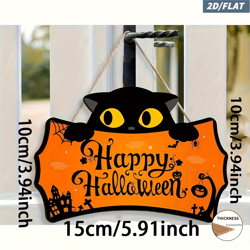 2d Flat - 1pc 2d Home Decor Halloween Wooden Bat Door Sign Festive Hanging Sign Pendant Wholesale Halloween Christmas Decoration