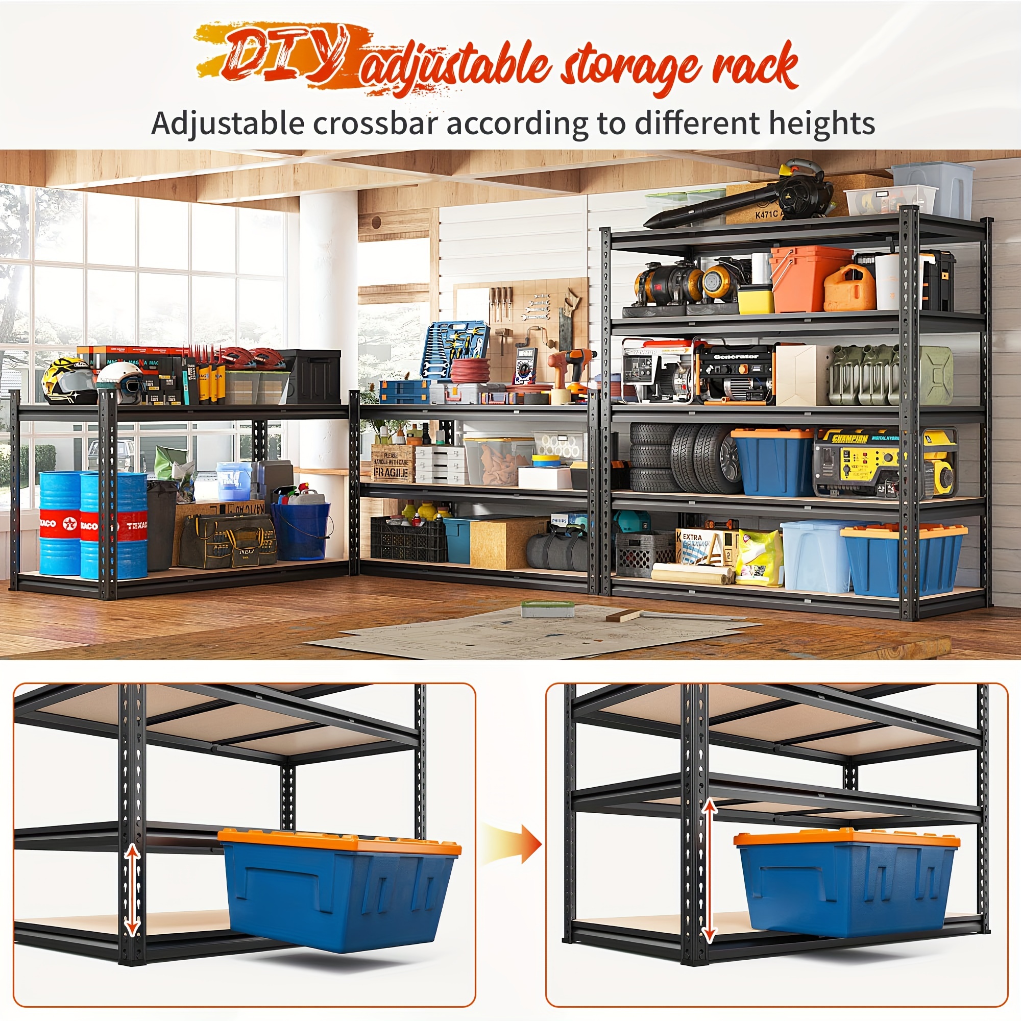 

5 Tier Heavy Duty Shelving 48" W Garage Shelving Heavy Duty Storage Shelves 3020lbs Adjustable Metal Shelves For Garage Storage Rack Utility Rack Industrial Shelf For Store Display