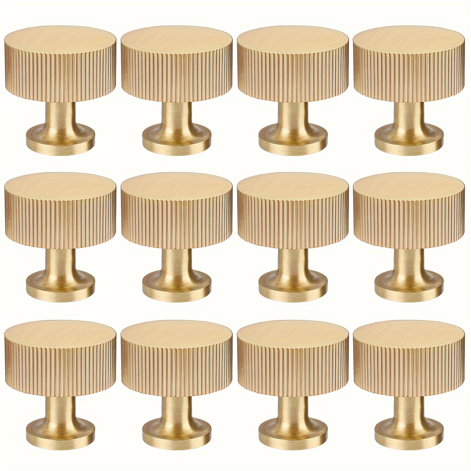 

12-pack Solid Golden Cabinet Knobs, 1"x1" (28mmx28mm) Modern Drawer Dresser Pulls, Brushed Metal , For Kitchen Cabinet Hardware