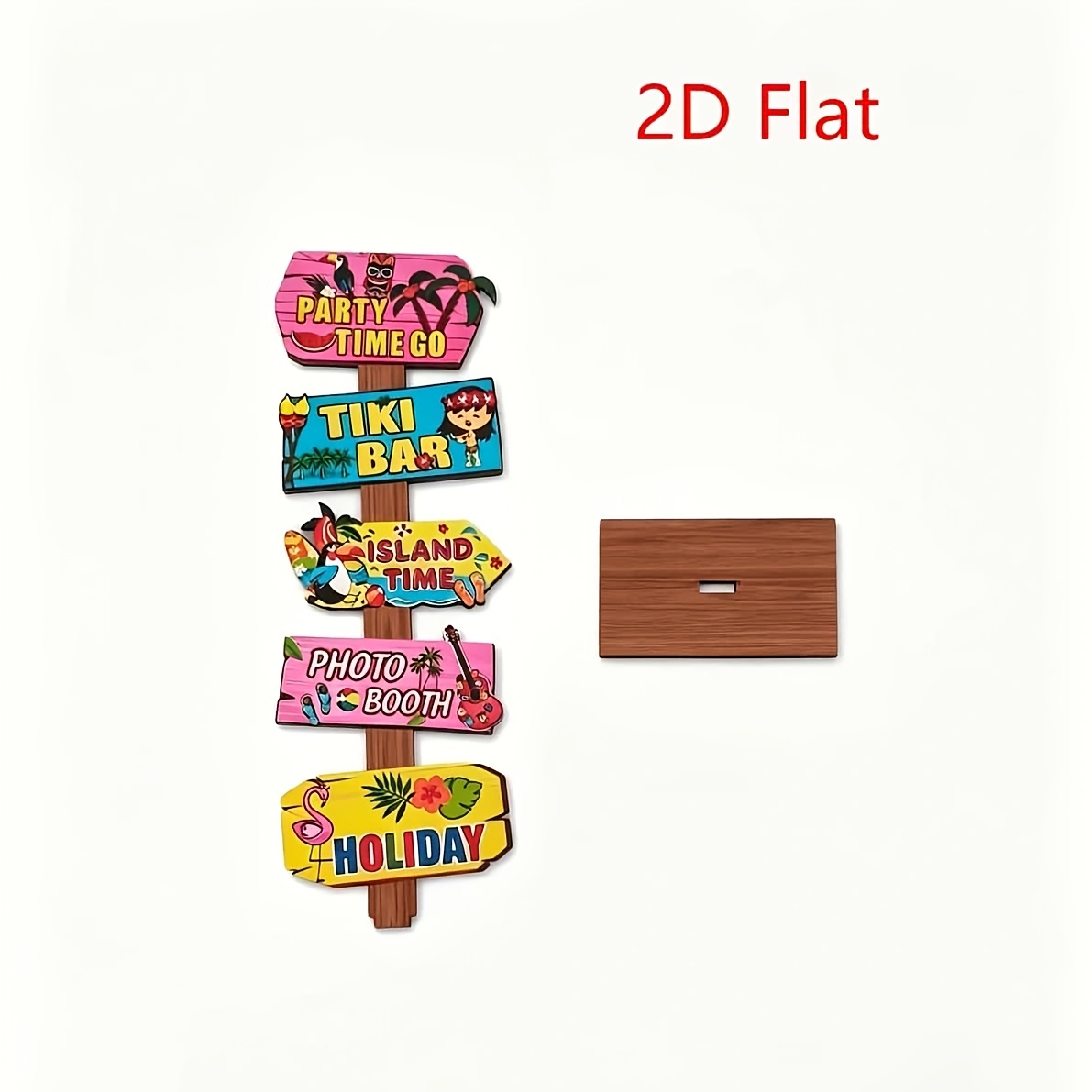 TEMU Decorazione piatta 2D, 1 pz Ornamento in legno stile hawaiano estivo A, Tema spiaggia da scrivania Decorazione per feste estive Decorazione per