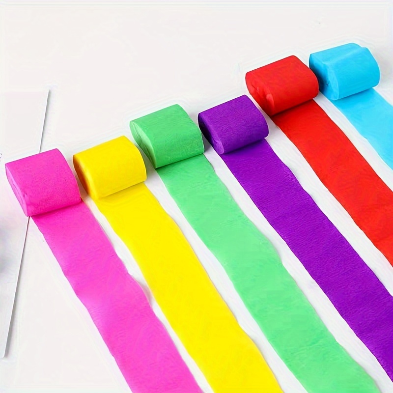 

12pcs, Colorful Crepe Paper Roll Flower Ribbon Color Strip For Birthday Graduation Rainbow Diy Party Decoration Paper