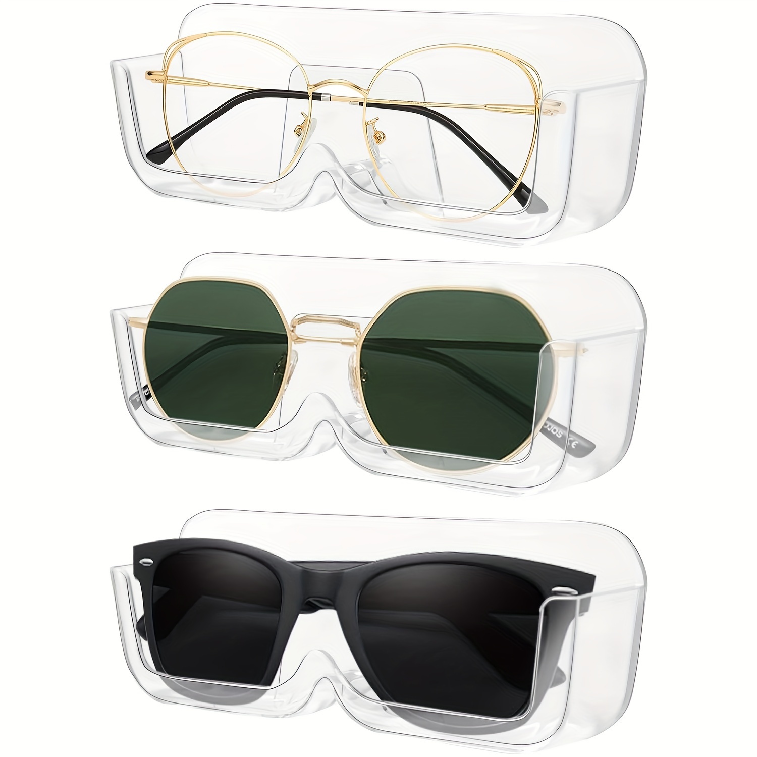 TEMU 3 piezas de de gafas para montaje en pared, estante de exhibición y almacenamiento de gafas, adecuado para exhibir y guardar gafas, gafas de en