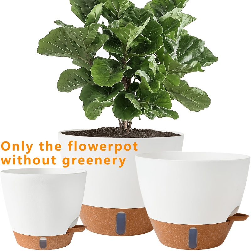 TEMU 3pcs Automatic Self-watering Flower Pot With Tank & Water Level Indicator - Capacity Suitable For Pothos, Monstera Plants, Indoor/outdoor Use,