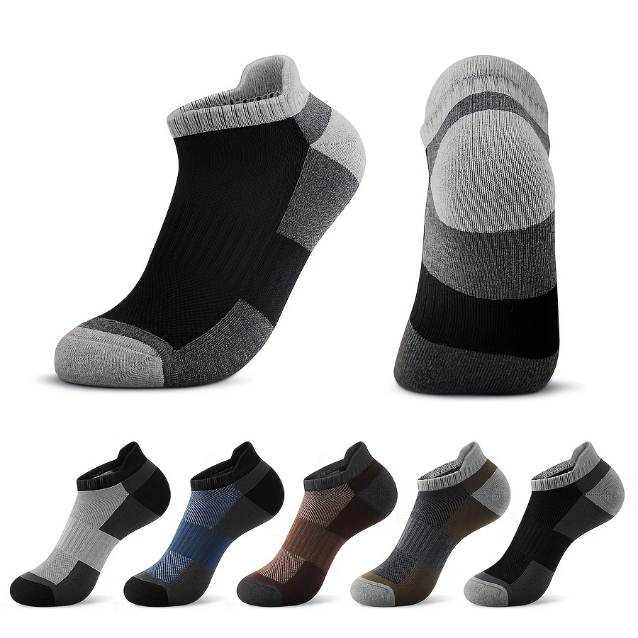 

5 Pairs Of Men's Ankle Socks, Cushioned Breathable Cotton Casual Low-top Men's Invisible Socks, Soft And Comfortable, Breathable And Sweat-absorbent, Summer Sports Wear