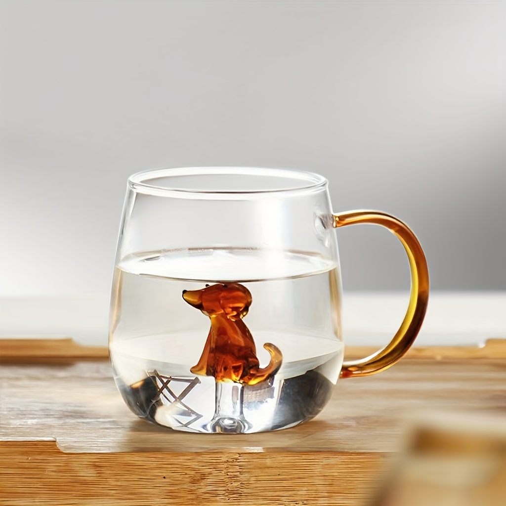 E-shop Neue 3D-Tierformige Glasbecher mit bunten Griffen, hochwertiges Borosilikatglas für den Heimgebrauch, als Geschenk. Inklusive niedlicher Katzen-