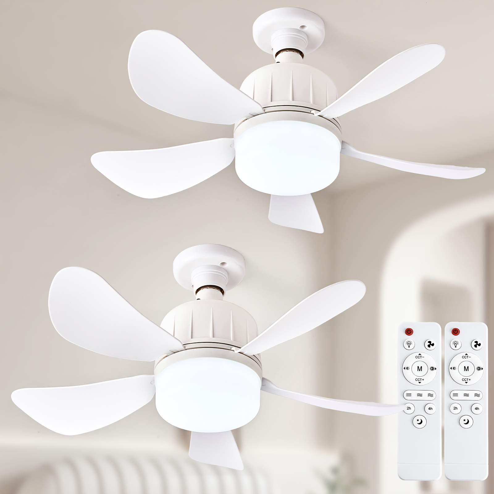 TEMU Ceiling Fan With 3-speed Adjustable Fan , And Short Circuit Protection, Energy- Cooling For Living Rooms, Bedrooms, Offices - White, Portable