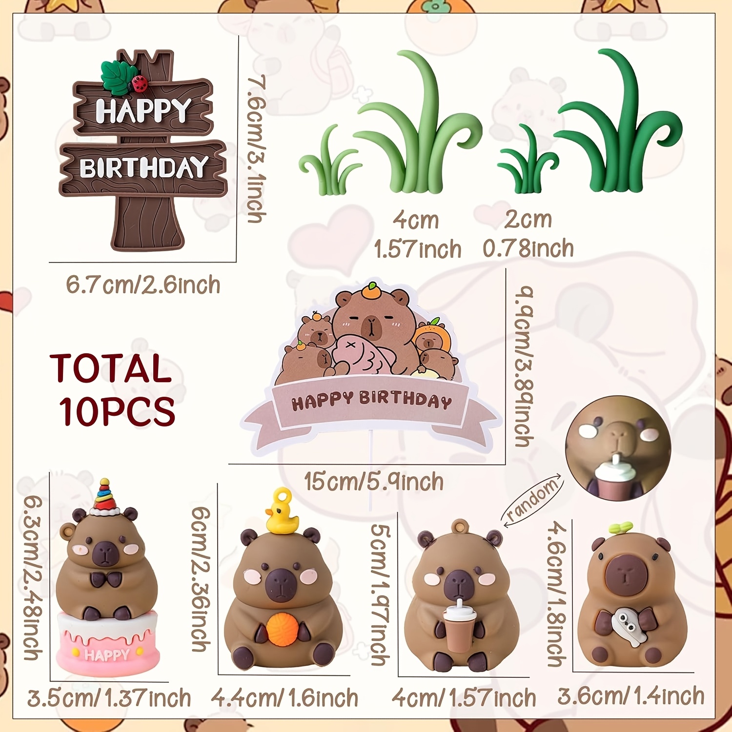Image of Rgt 10pcs Capybara Cake Toppers Mini Party Supplies For Capybara Birthday Party Supplies Gender Reveal Party Favors