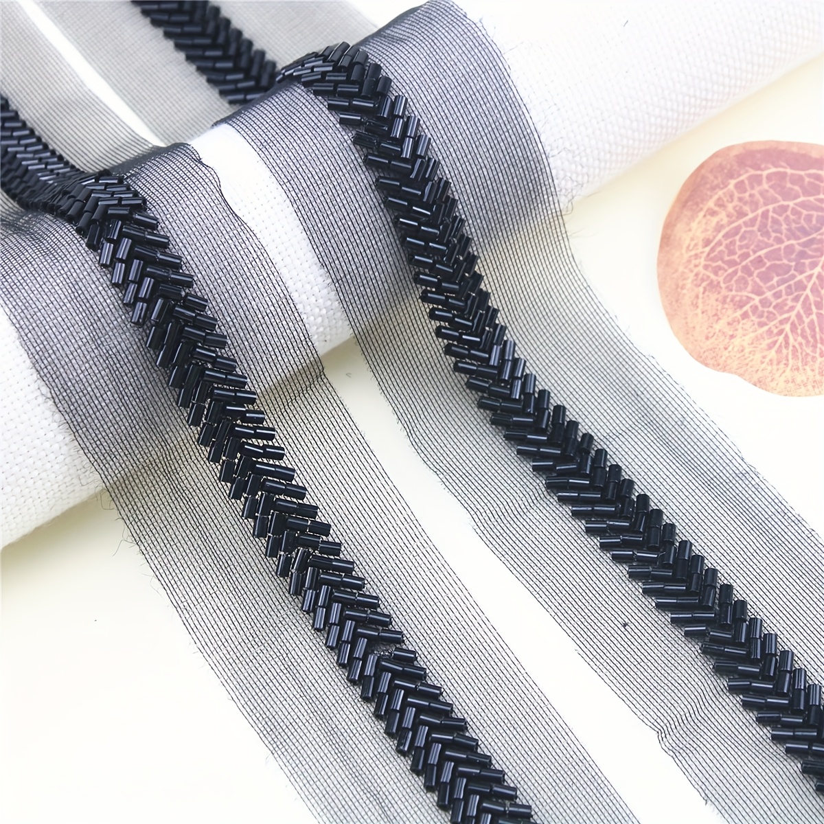 Mesh Sequin Bead Embroidery Heavy-Duty Lace for DIY Accessories
