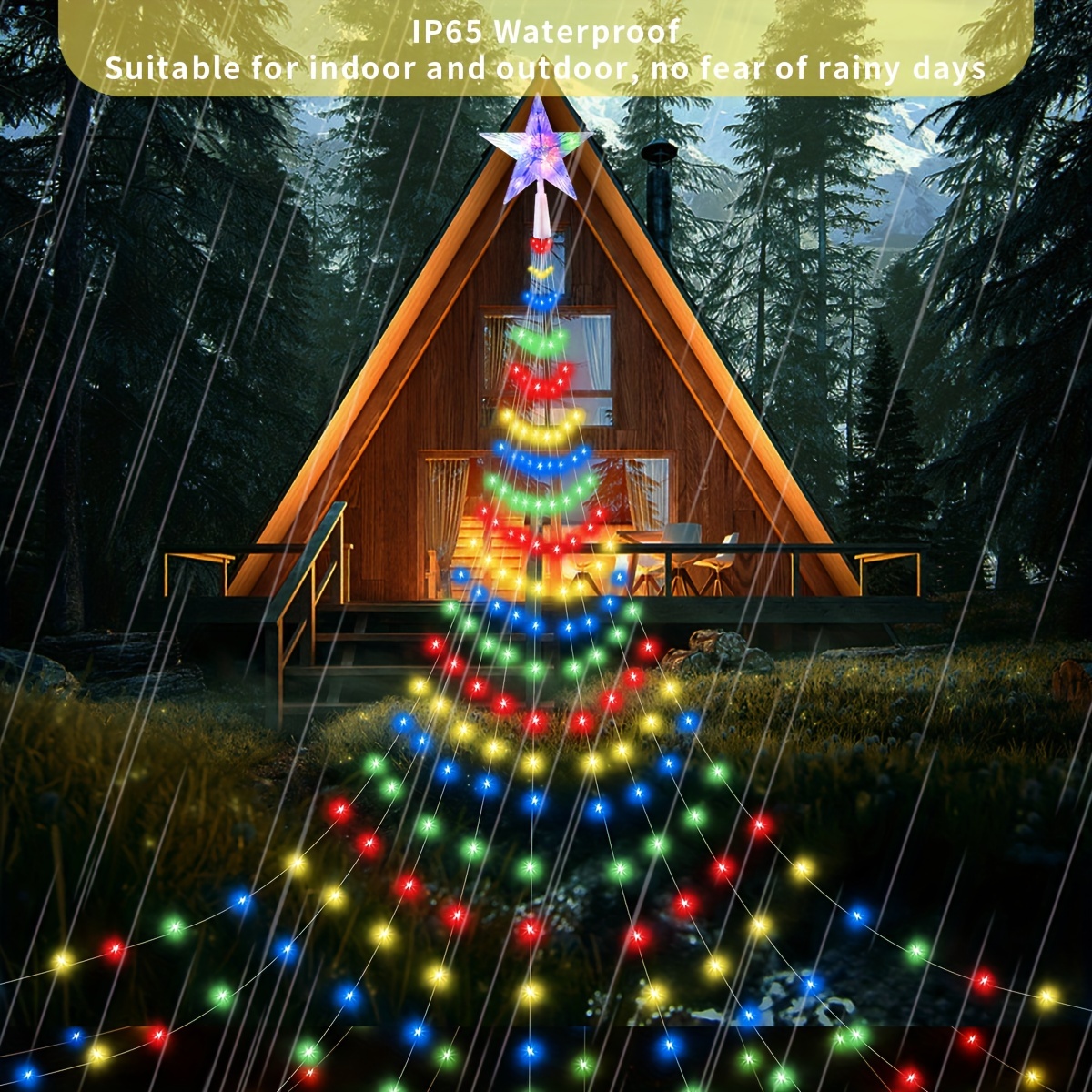 Twinkle Star Luces de Navidad para exteriores, funciona con pilas, 50 luces  LED con 8 modos, luces de hadas impermeables de 16 pies para jardín, árbol