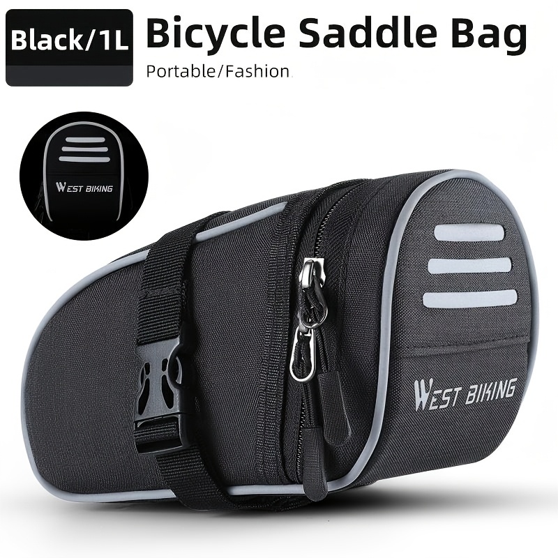 TEMU West Biking Bicycle Tail Bag Bicycle Rear Bag 1l Portable Cycling Seat Bag Durable Storage Space Under Seat Bicycle Bag Used As Accessories For