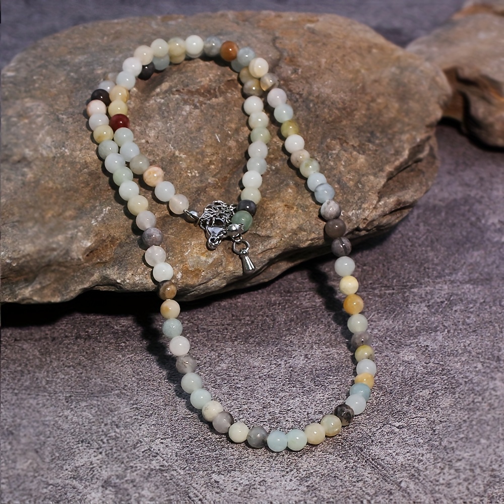 Natural Sky River Stone Bead Chain Necklace for Men & Women