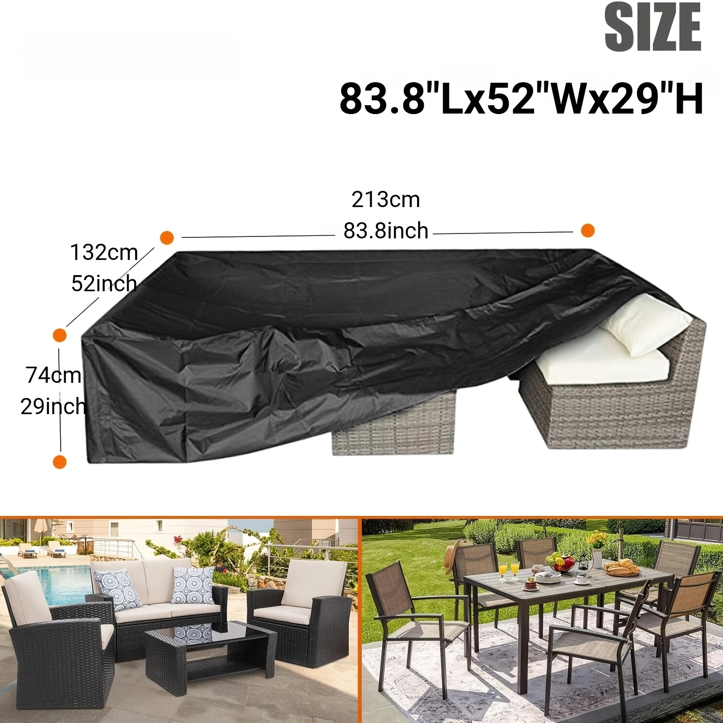 Image of 1pc Outdoor Patio Furniture Cover Lightweight Garden Sofa Table Cover Protector Cover For Backyard Deck Patio Conversation