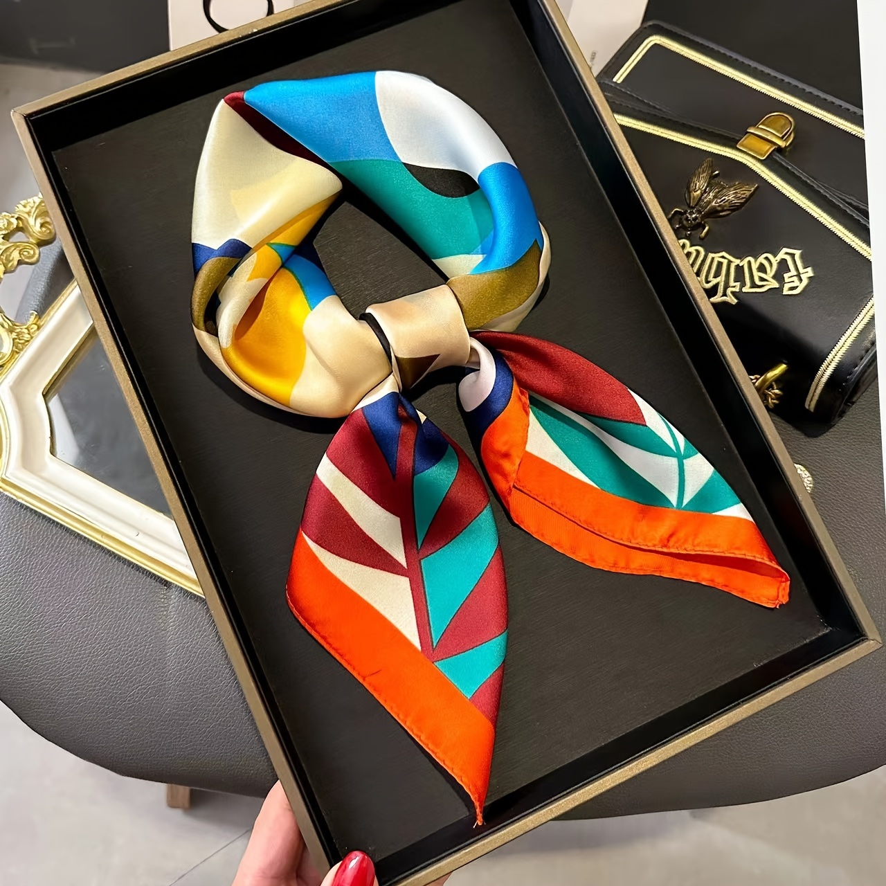 Image of New Printed Scarf For Women, Color- Small Square Scarf, A Stylish And Versatile Accessory For Decorating Your Neck