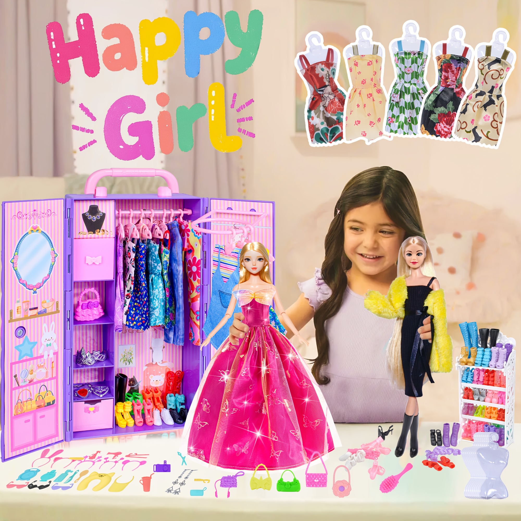 doll wardrobe set 104pcs doll clothes accessories Temu