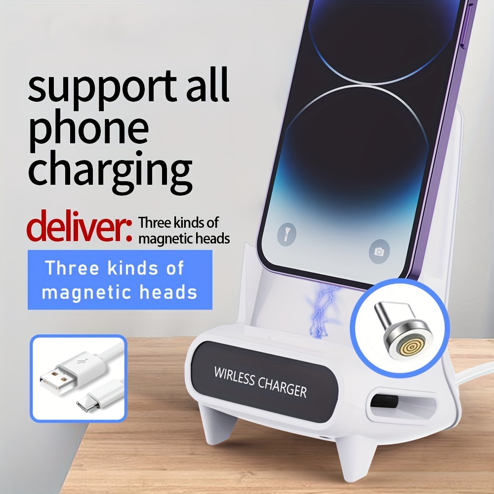 

Universal Portable 15w Fast Charging Mobile Phone Holder Mini Chair Loud Speaker Desk Wireless Charger Stand