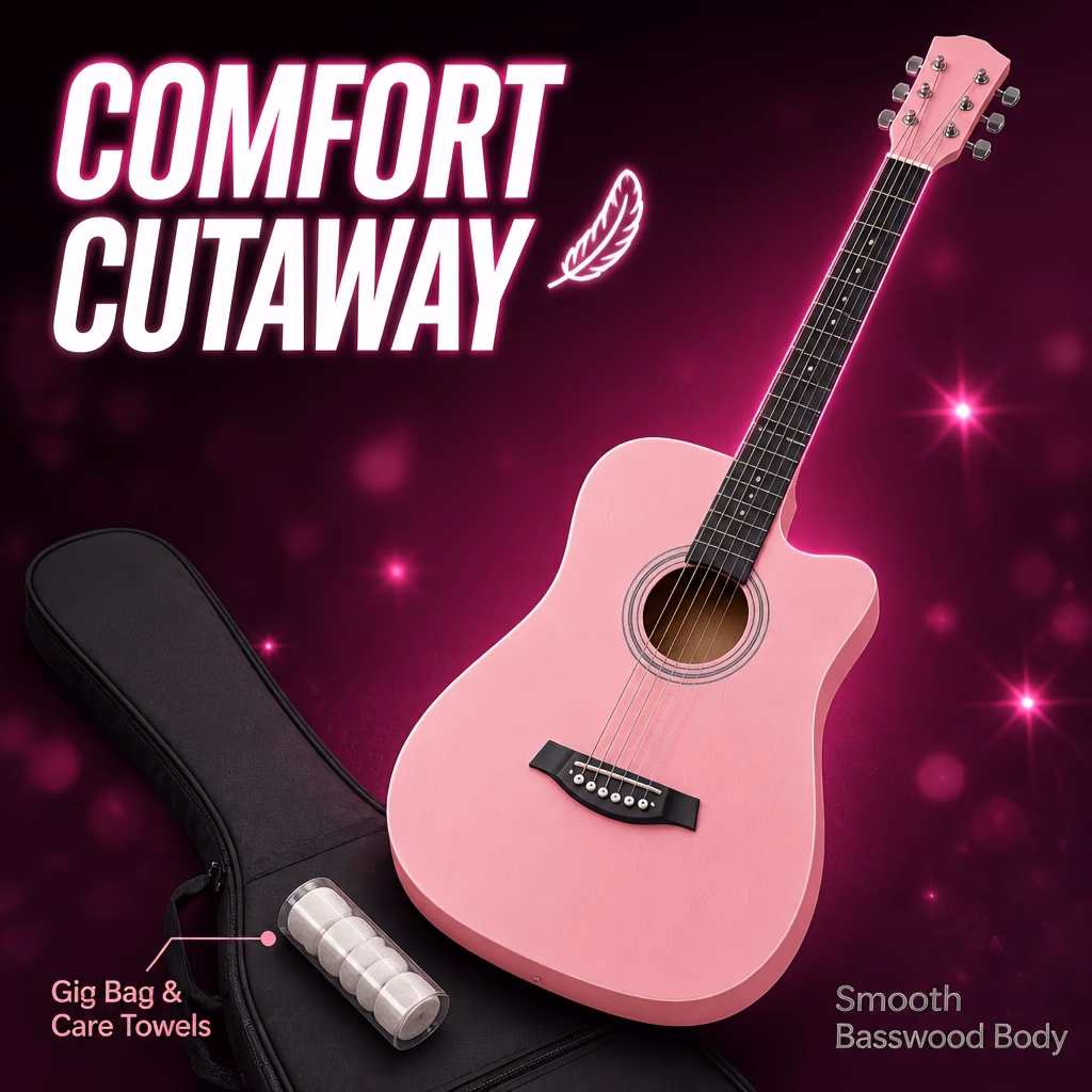 38 Inch Cutaway Acoustic Guitar Suitable for Music Class Learning...
