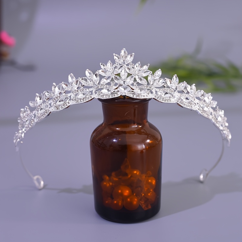 TEMU Couronne de mariée, Couronne de princesse, Couronne accessoire de fée super à strass, Bandeau pour robe de mariée, Accessoire de cheveux pour