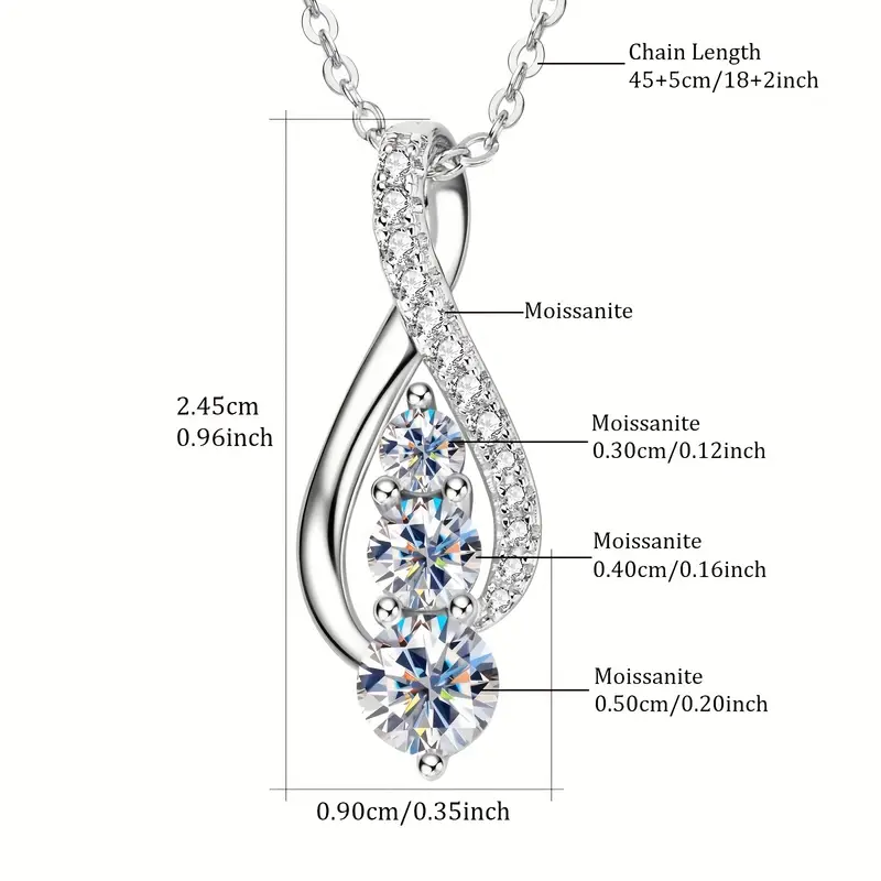 this silvery jewelry weighs approximately 0 11 ounces moissanite 5mm 1 4mm 1 3mm 1 1mm 5 s925 silvery ladies fashion holiday jewelry gift moissanite pendant necklace anniversary gift chain length 18 2 inches Product details 3