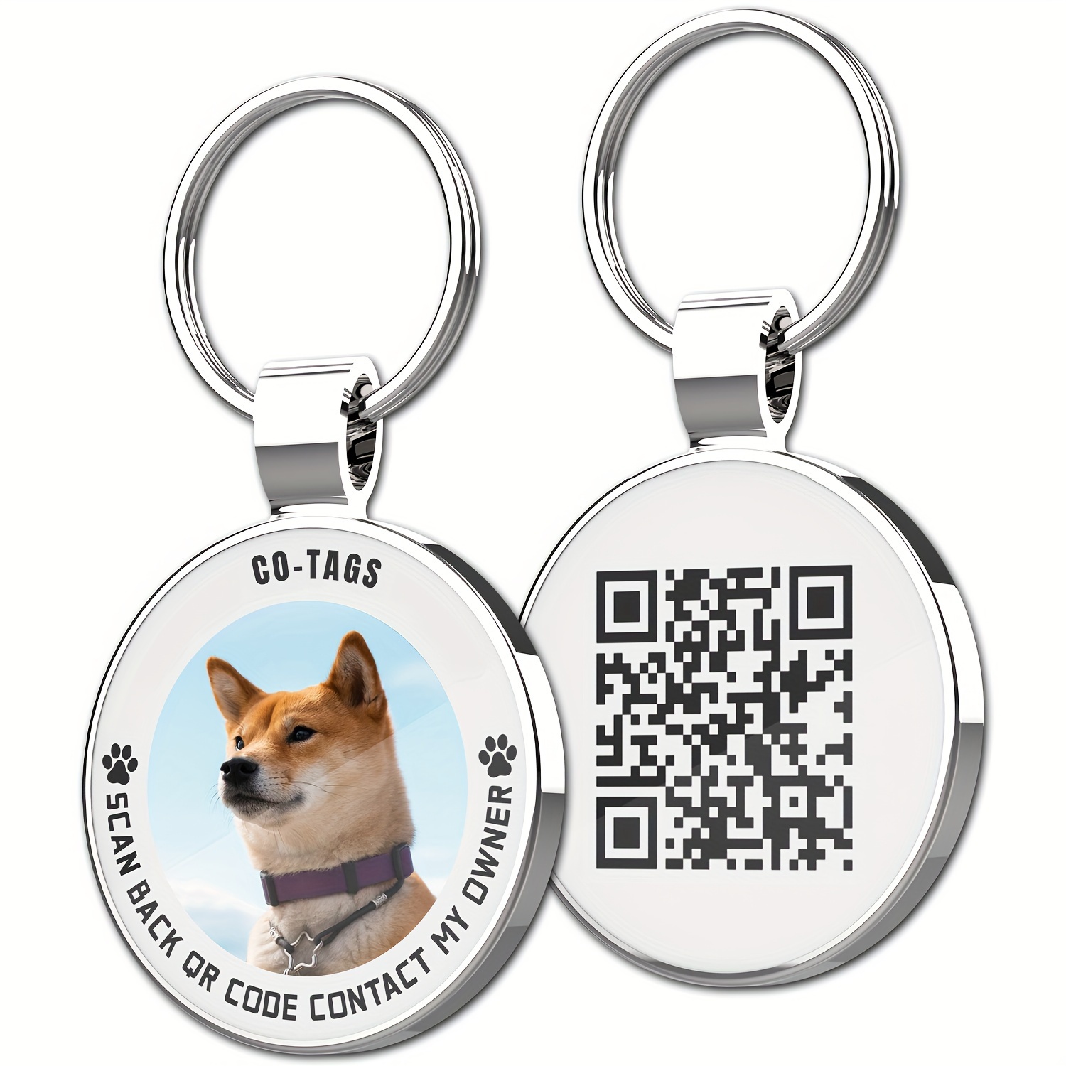 

Personalized Engraved Pet Picture Qr Cord Id Tags, Customized Dog Tag For Collar For Pet Supplies