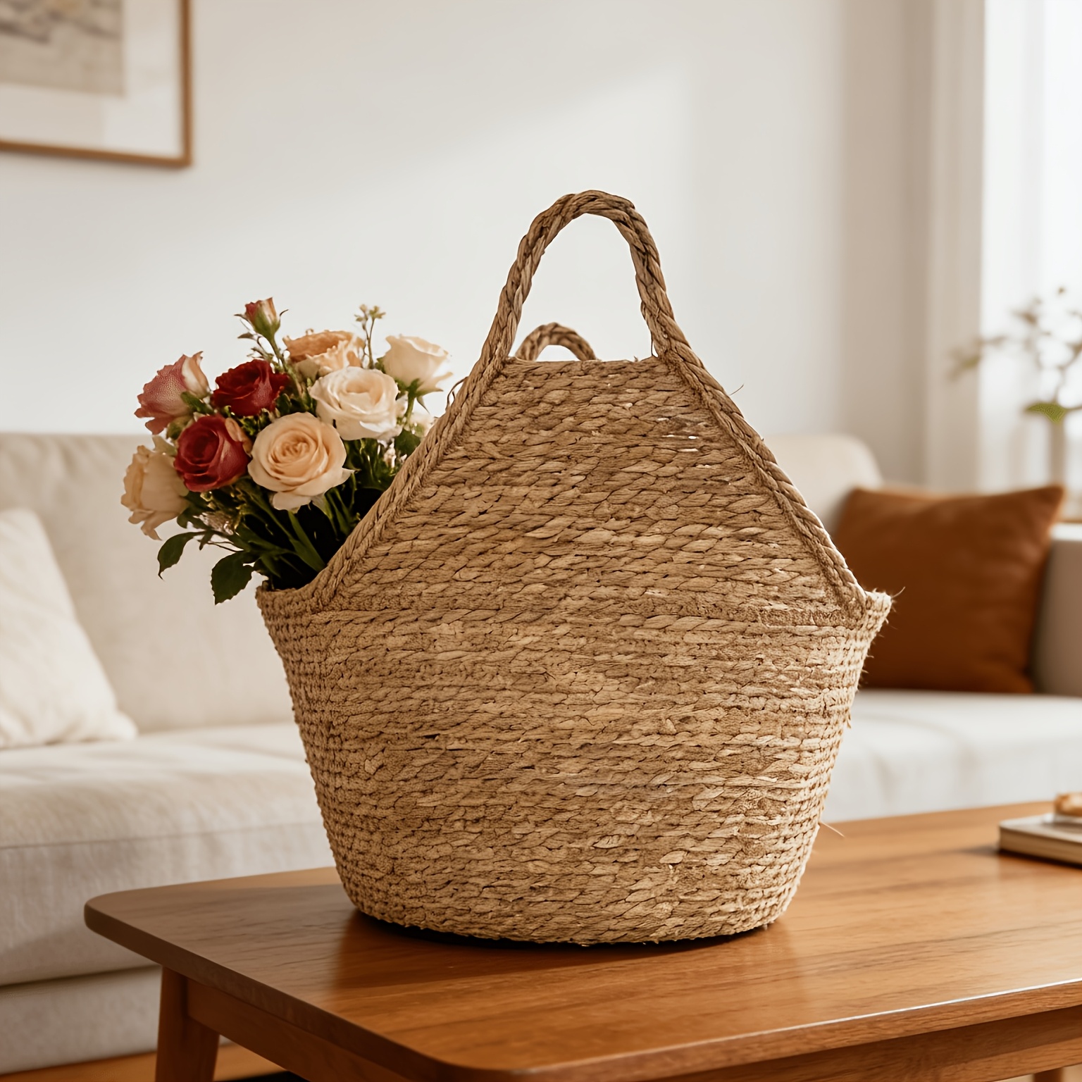 Weaving Storage Basket, Versatile Organizer for Laundry and Household Essentials, Household Miscellaneous Basket, Shelf Basket, Storage Basket, Suitable for 10 Scenarios Such as Living Room, Bedroom, Etc, Shelf Baskets