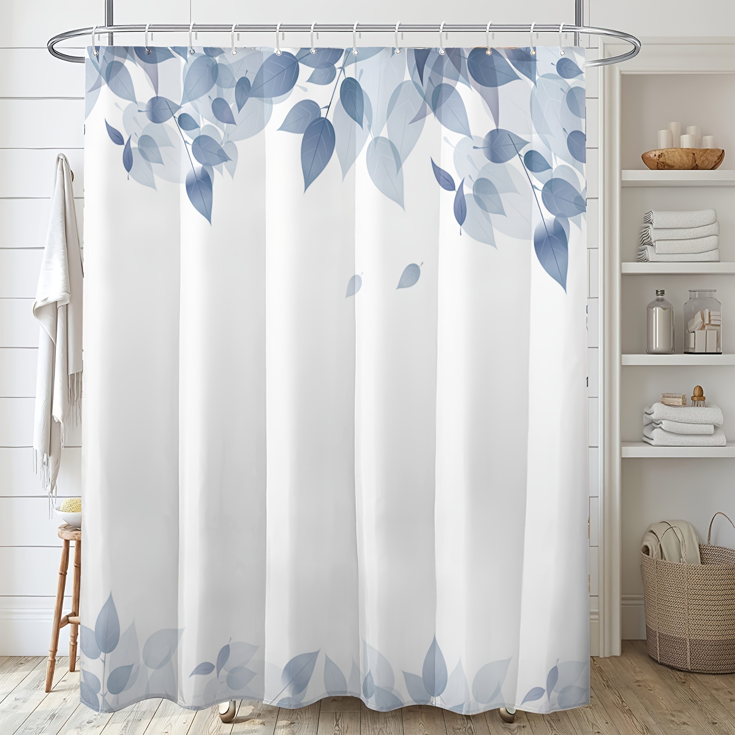 

1pc Pattern Shower Curtain Set With 12 Hooks, Polyester Waterproof Bathroom Decor, Bathroom Accessories, 71x71 Inches