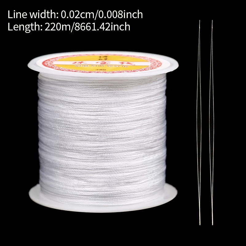 TEMU Beading Cord & Thread - Non-stretch, White, With 2 Large-eye Open-end Needles, Diy Beading Craft Material, Ideal For Diy Bracelets, Necklaces,