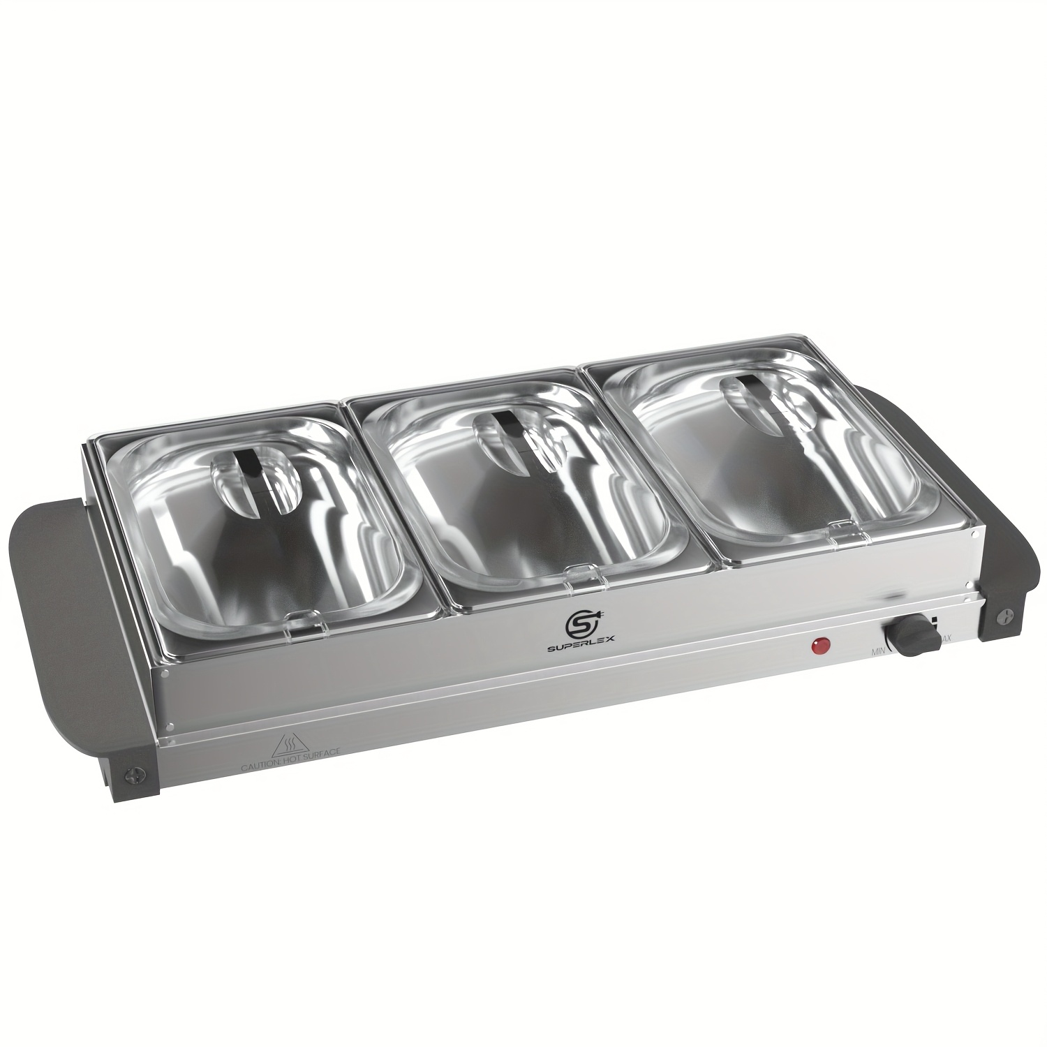 Superlex Electric Buffet Server With Food Warmer, Featuring 3 1.5l Pans, A Spacious Stainless , A Hot Plate With Detachable Lids, Adjustable Temperature Settings, And A Portable Heating Tray To