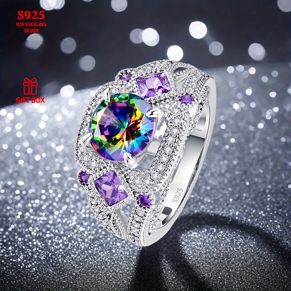 

1pc Gorgeous S925 Sterling Silver Ring Plated With 18k Gold For Men, Fashionable And Luxurious, Exquisite And Atmospheric Circular Ring, Valentine's Day Gift