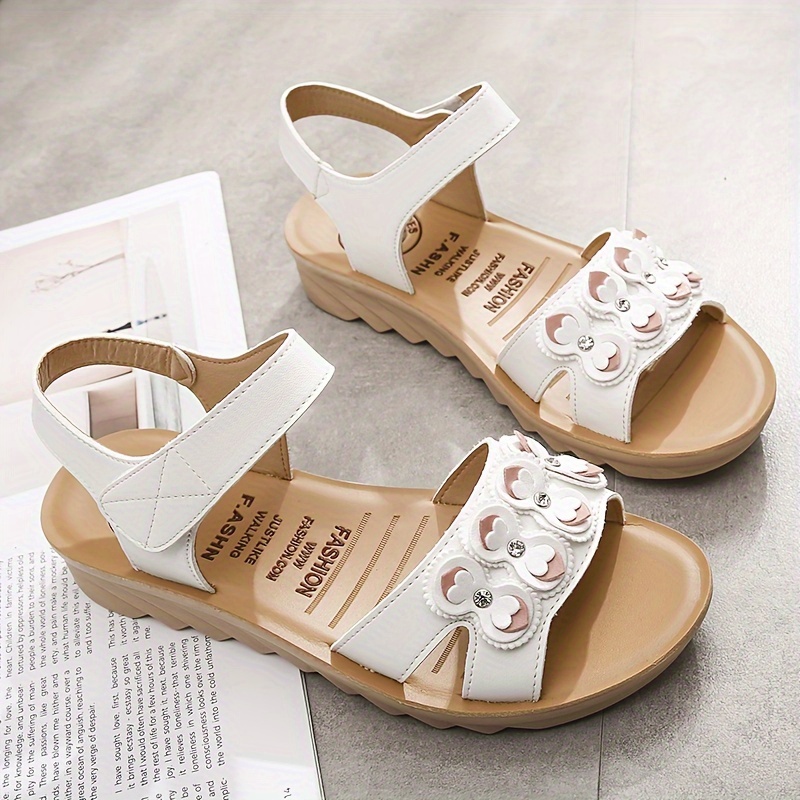 Women's Flower Decor Flat Sandals, Casual Open Toe Summer Shoes ...