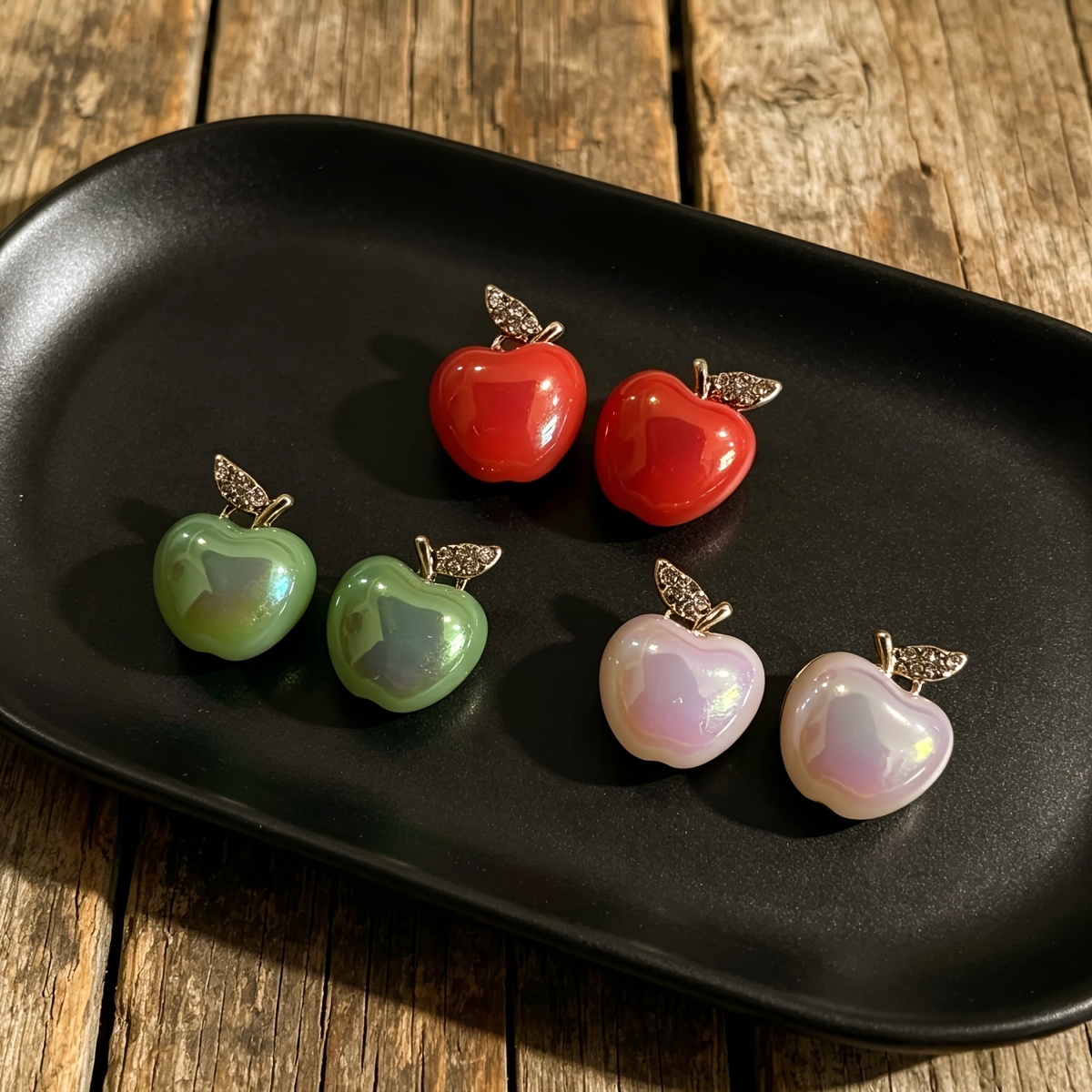 TEMU Set de 6 aretes de tuerca coloridos de frutas