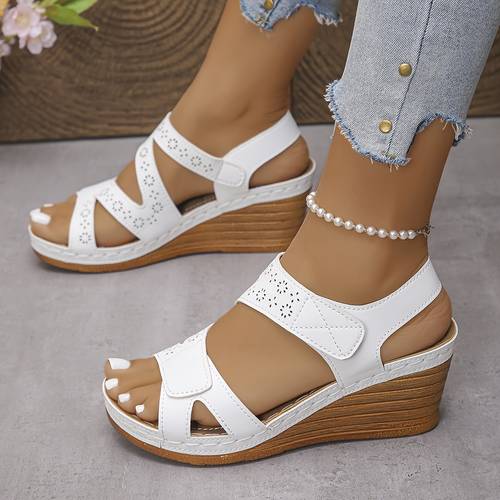 imagen del artículo zapatos elegantes de mujer, sandalias de color liso de talla con gruesa, estilo y americano , , y , sandalias de moda para uso en interiores y exteriores, zapatos de mujer
