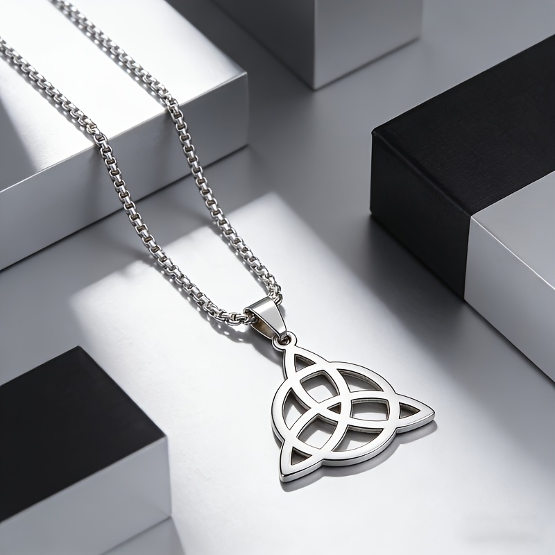 TEMU 1pc Fashion Celtic Knot Pendant Necklace Stainless Bead Chain Nordic Viking Guardian Talisman Men's And Women's Jewelry