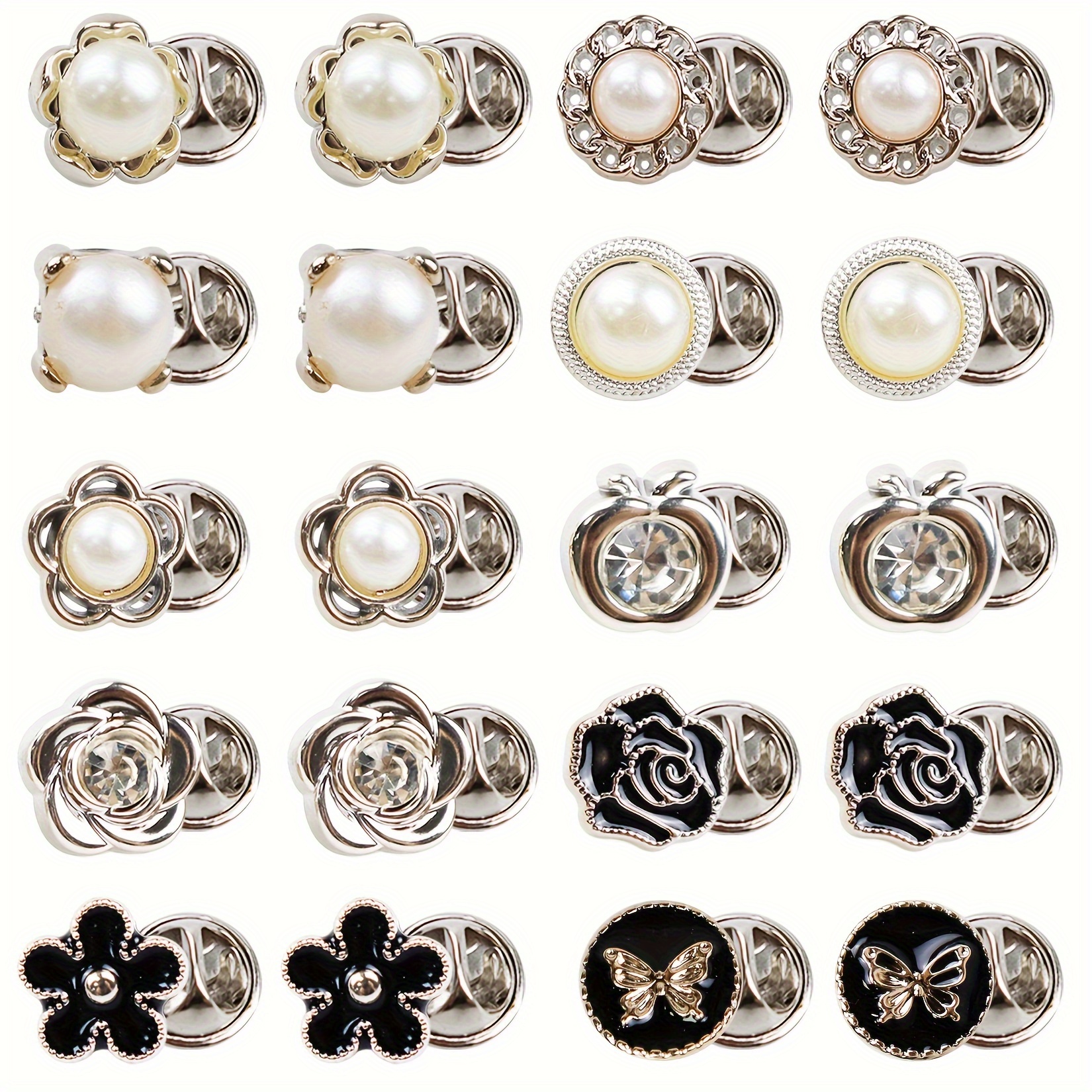 

20-pack Vintage Elegant Synthetic Stone Brooches, No-sew Fashion Pins For Dresses, Shirts, Low-cut Tops, Resin Embellishments, Plastic, Accessory For Daily & Vacation Wear