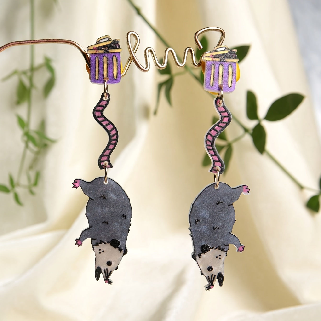 

Quirky And Earrings Featuring Like A Trash Can Mouse, Animal Enthusiasts. Acrylic Resin Drop Earrings Are Ideal For Women And, Suitable For Vacations, Beach Parties, And For Her Or Couples.