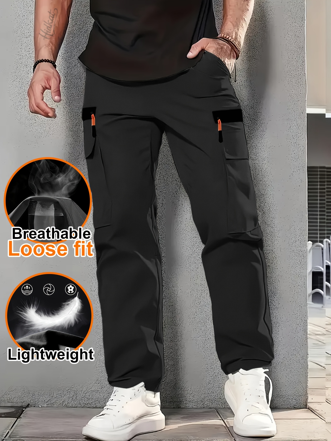 Men's Outdoor Loose Cargo Pants with Multiple Pockets