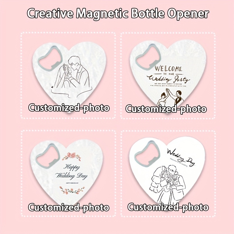 TEMU Personalizza 50 pezzi di apribottiglie magnetici a forma di cuore per frigorifero, ideali per bar creativi, decorazioni da scrivania, strumenti