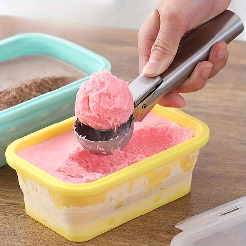 2pcs set collapsible ice cream containers and scoop for homemade space saving ice cream containers set reusable ice cream storage containers for freezer leak free ice cream containers with lid kitchen gadgets