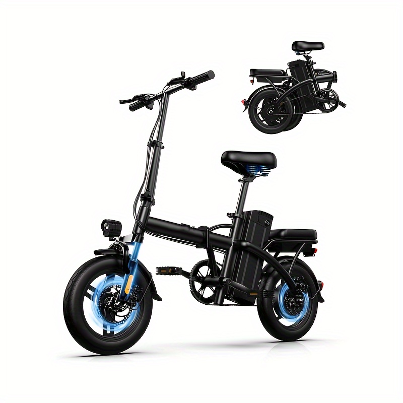 

A1 Mini Electric Bike, 500w Brushless Motor 36v 10/15ah Battery 20mph, Dual Disc Brakes Electric Bike For Adults With Foldable Ebike 14'' With 3 Lights