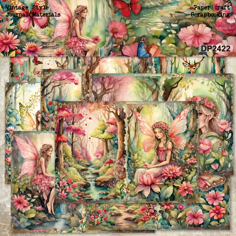 

Panalisa 8pcs Fairy Landscape Themed Scrapbook Paper Pad A5, Multicolor Decorative Craft Paper For Diy Crafts, Journaling, Gift Wrapping, And Album Art