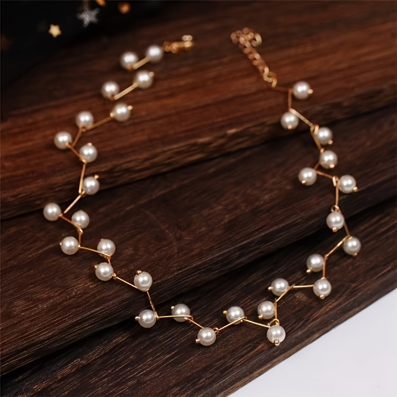 TEMU 1pc Collar de de Perlas Vintage para Mujer - Diseño Minimalista Elegante a la del Choker para Uso Diario Festivos, Accesorio de Joyería Versátil