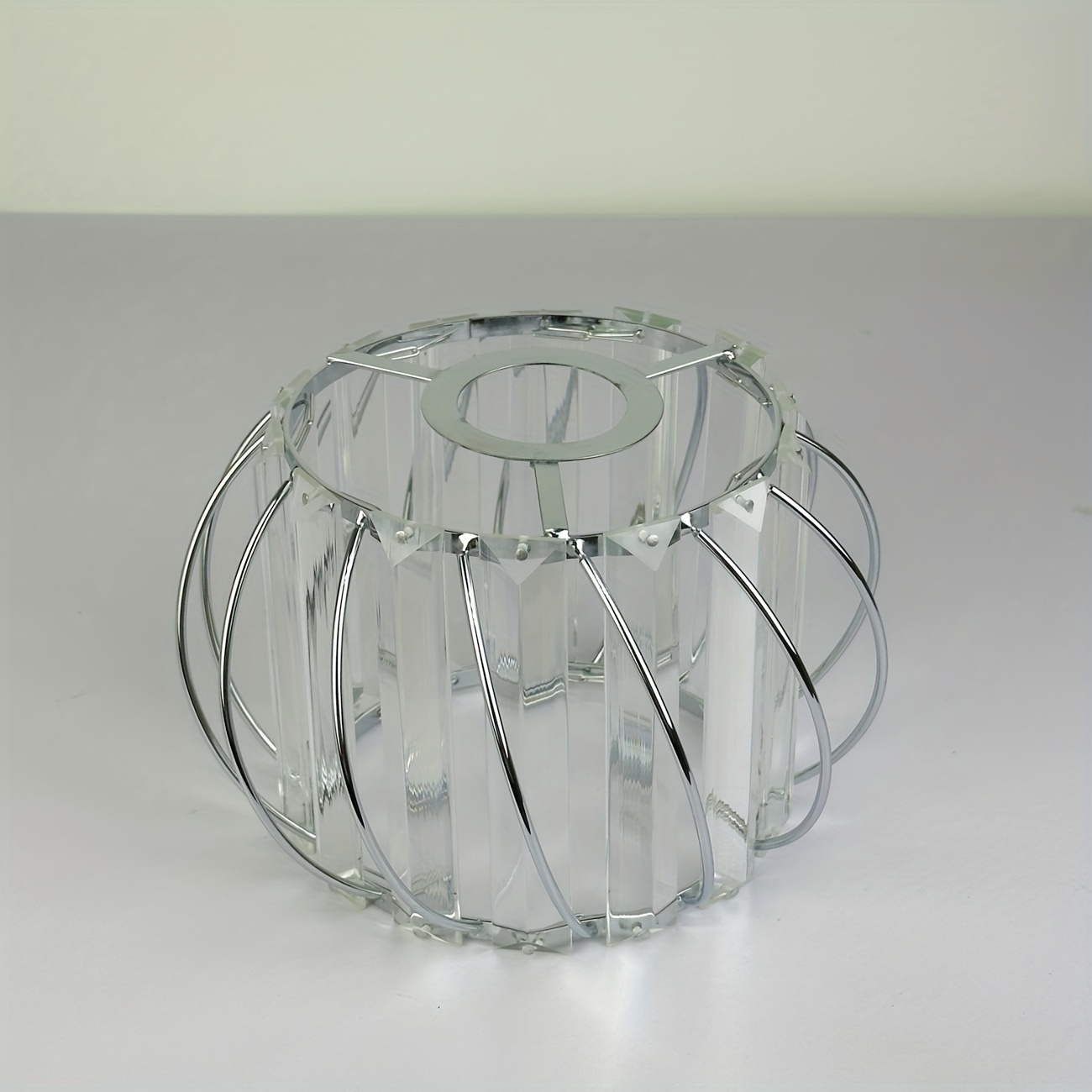 Image of Elegant Crystal Ceiling Light Shade - Semi-flush Mount, Silvery Chandelier Lampshade For Kitchen, Hallway, Entryway, Balcony, Dining Room, Living Room, Bar, Farmhouse - Modern Decor (lampshade Only)