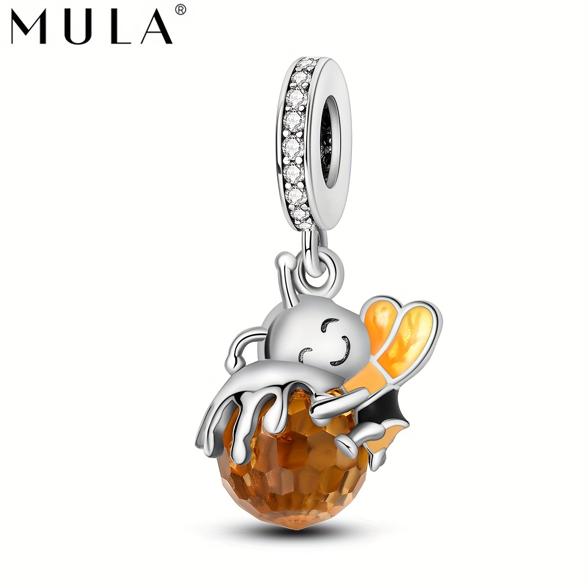 

Mula 1pc Silvery Plated Cute Yellow Enamel Zircon Bee Honey Pot Animal Pendant Charm Fit Original Bracelet Necklace Beads For Diy Jewelry Making Gift For Women Girl Daughters