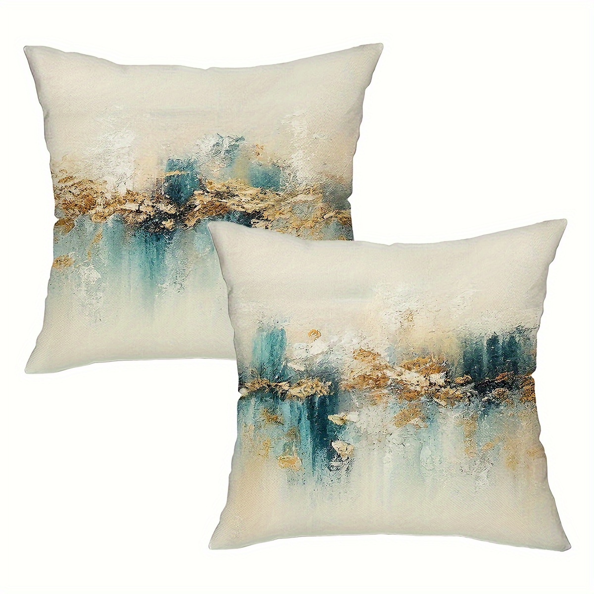 

2-piece Bohemian Abstract Art Throw Pillow Covers - Stylish Linen Blend, Zip Closure For Living Room, Bedroom & Car Decor