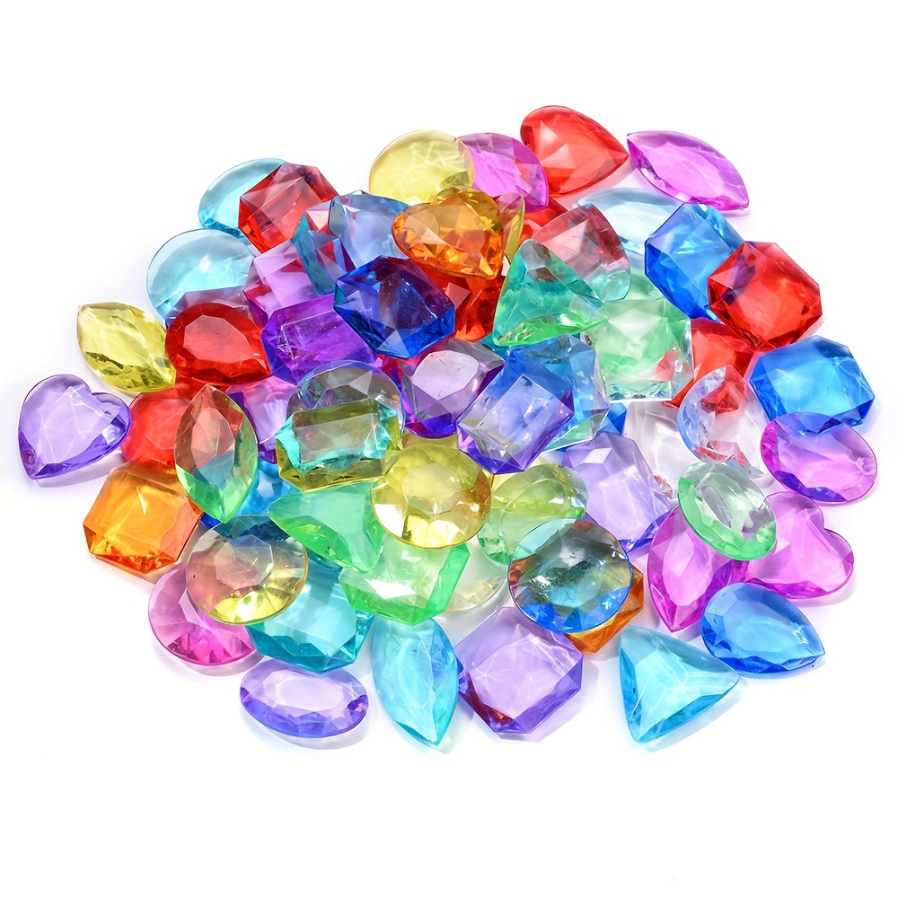 Image of 30pcs Transparent Mixed Color Acrylic Imitation Crystal Gemstone Non-porous Decorative Beads For Jewelry Additions Wholesale Imitation Gemstone