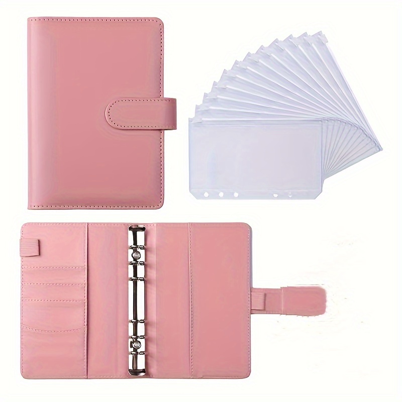 

A6 Binder Cover Set With 6 Zipper Pouches - Pvc Ring Binder Notebook Sleeve Kit For Budgeting And Organization, Perfect For Business And Student Use